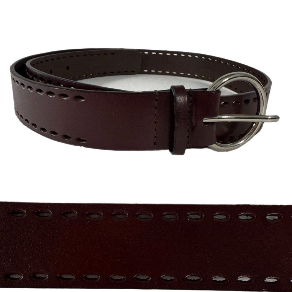 NINE & CO Genuine Leather Belt Perforated Edge Detail Sz M